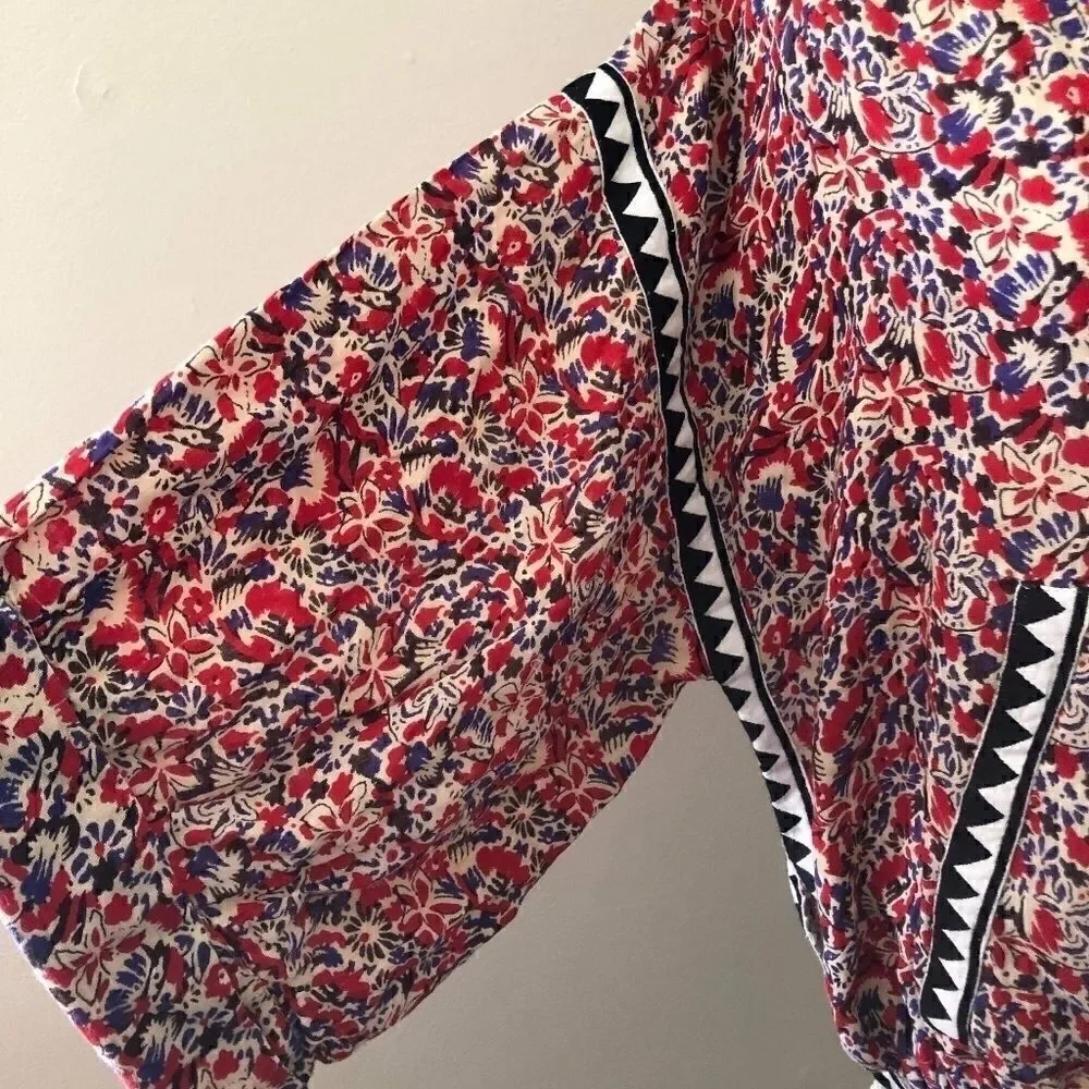 Free People Rare Embroidered Hoodie Top Size XS